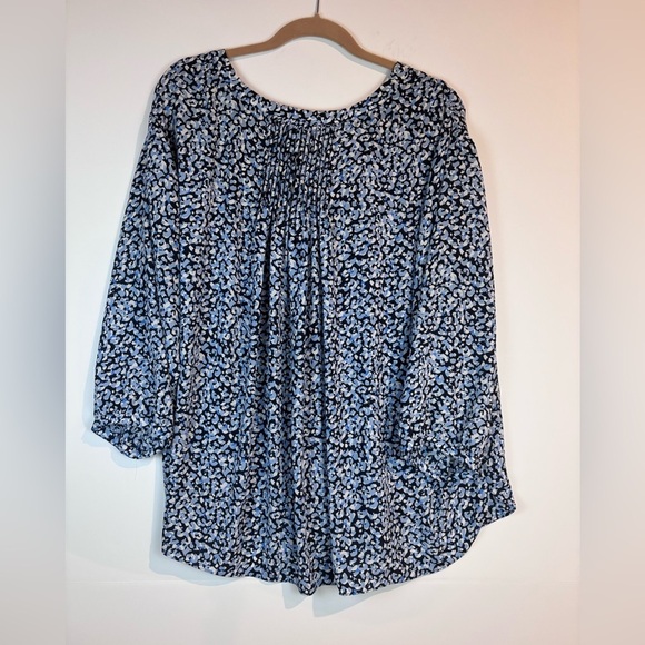 NYDJ Blue Black Abstract Print Blouse Women’s Plus Size 2X Long Sleeve - Picture 9 of 14